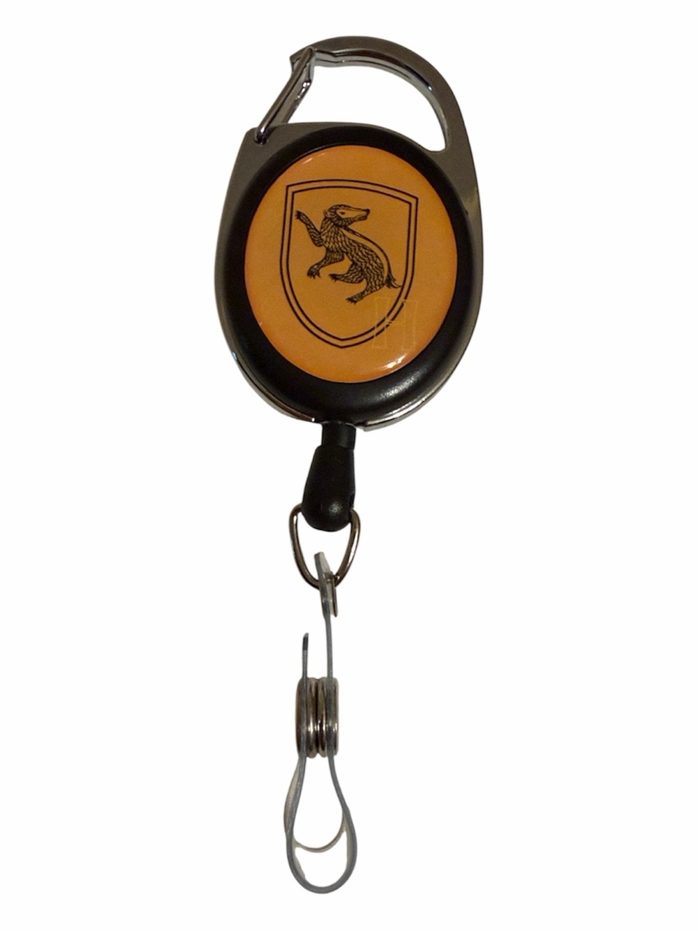 New Harry Potter Hufflepuff Retractable Badge Reel Carabiner Clip ID Card Holder